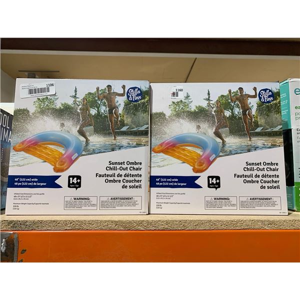 Stella and Finn Sunset Inflatable Ombre Pool Floating Chair with Cup Holders, Multi-Colour - Lot of 