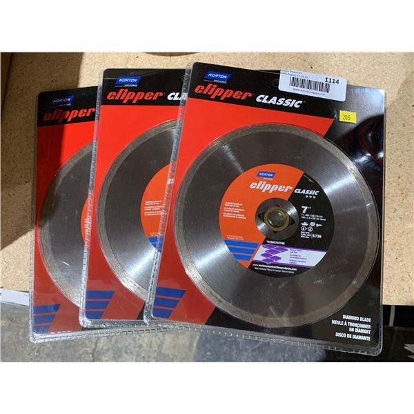 Lot of 3 - Norton Clipper Classic Natural Stone Tile Blade 7"