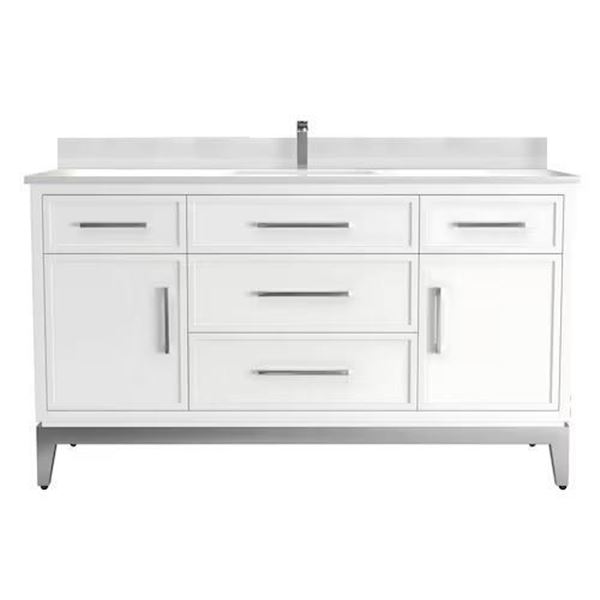 Gluckstein Crosby 60 inch white Vanity Sink Combo Cabinet 60 x 21 x 34 inches in box