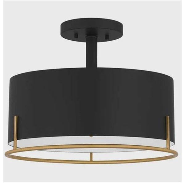 Ashley Harbour Lighting Kingston Convertible Semi-Flush / Pendant Matte Black Finish Light