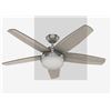 Image 1 : Hunter Avia II 52-in Brushed Nickel Indoor Ceiling Fan with Light and Remote (5-Blade) Reversable Bl