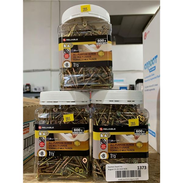 Reliable All Purpose Screw 1 1/2" 600ct Lot of 3