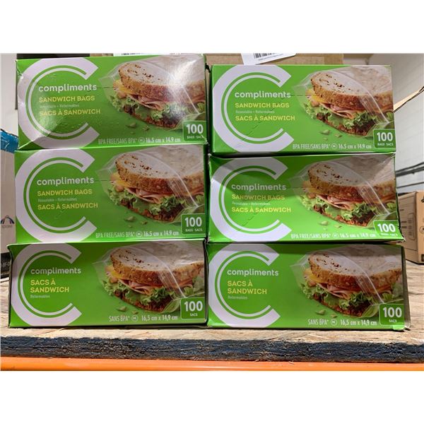 Compliments Sandwich Bags 100pcs x's 6 boxes