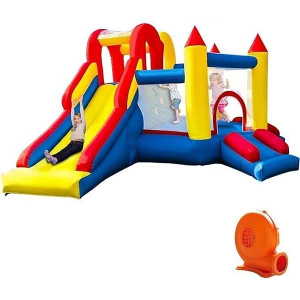 Umbalir 12.3 X 10 FT Inflatable Bounce House with 3 Racing Slides and Ultra-Wide Climbing Wall, Kids