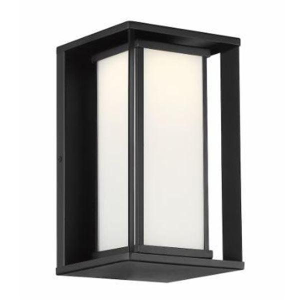 GlucksteinElements Paxton 1-Light 12-inch H Integrated LED Outdoor Wall Sconce Light Black Metal Fin