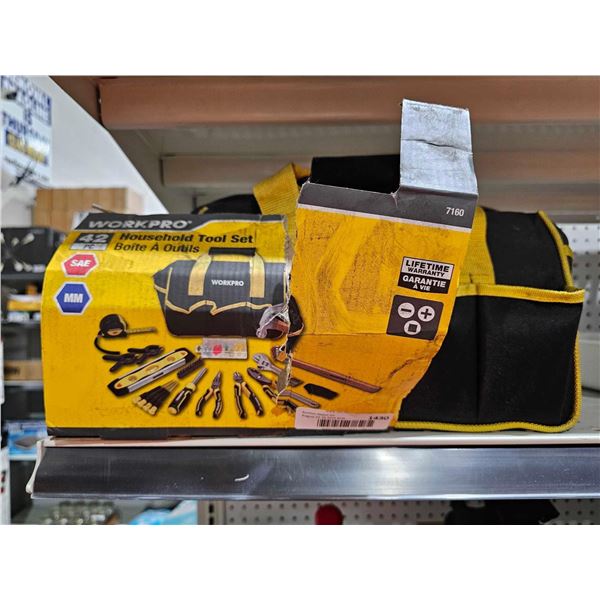 WorkPro Household Tool Set - 42 Piece, 12 pocket zip-up tool bag