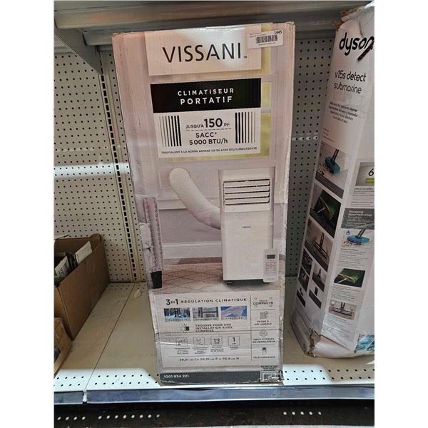 Vissani 8,500 equivalent BTU ASHRAE (5,000 BTU DOE/SACC) Portable Air Conditioner Cools 150 Sq. Ft. 