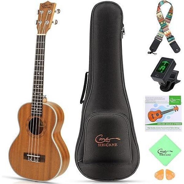 Hricane Concert Ukulele 23 inch UKS-2, 4 Strings Ukeleles For Beginners, Sapele Hawaiian Ukele Set w