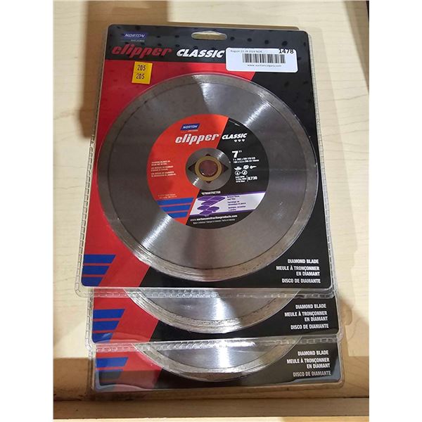 Lot of 3 - 7" Norton Clipper Classic Natural Stone & Tile Blade