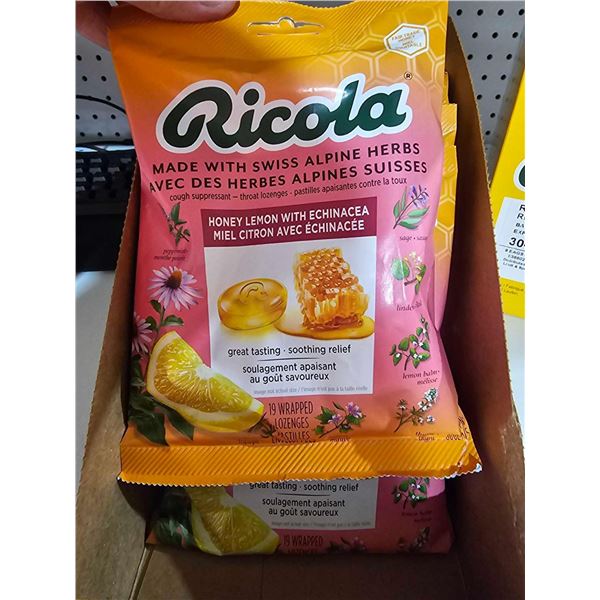 Ricola Honey Lemon w/Echinacea Herbal Cough Suppressant Throat Drops, 8x19ct Bag