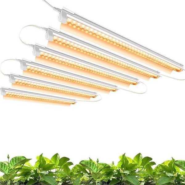 Monios-L Grow Lights for Indoor Plants Full Spectrum, 144W(6×24W, 900W Equivalent), T8 LED Grow Ligh
