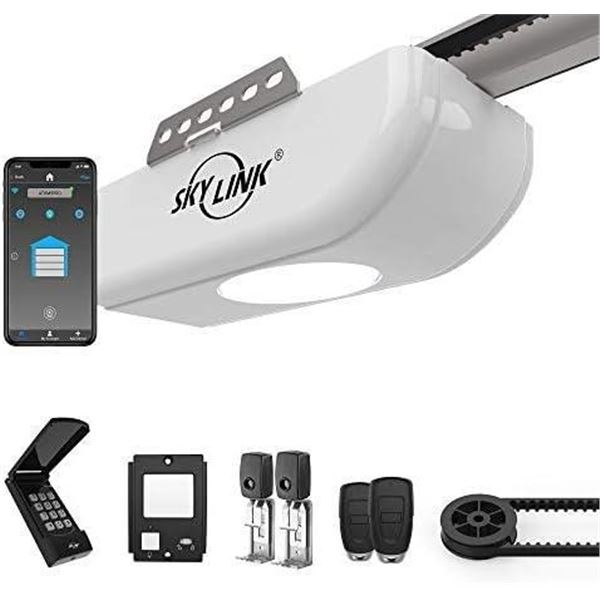 Skylink Atoms ATR-1622BKW 1/2 HPF Garage Door Opener with Alexa. Extremely Quiet DC Motor, Belt Driv