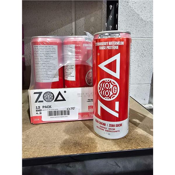 ZOA Strawberry Watermelon Energy Drinks 12x355ml