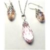 Image 1 : 28)  SET OF PALE PINK SWAROVSKI CRYSTAL PENDANT ON