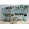 Image 1 : ANTIQUE "COLORED" GLASS CANNING JARS- LOT OF 13