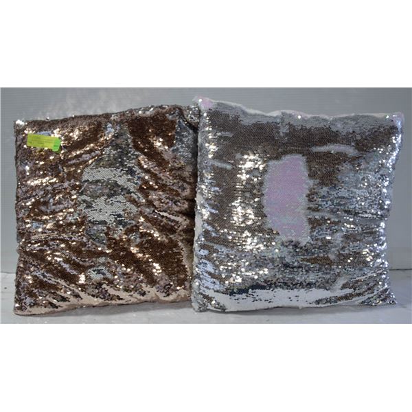 2 SHOWHOME SEQUIN THROW CUSHIONS TOGETHER-ESTATE