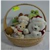 Image 1 : LARGE WICKER BASKET FULL OF 2 FROG STUFFIES,