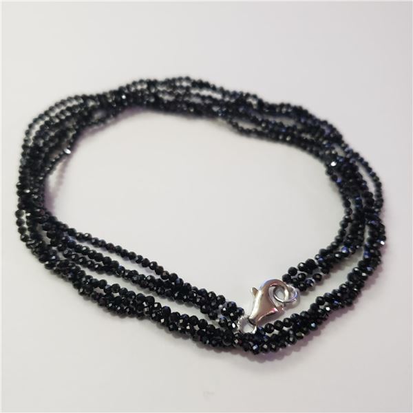 JP974-151 SILVER BLACK SPINEL NECKLACE