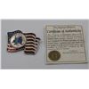 Image 1 : AMERICAN QUARTER COLORED COIN PIN W/COA