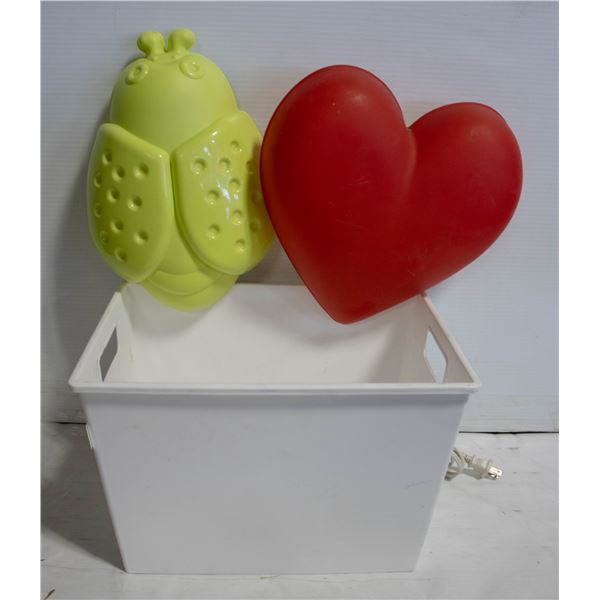 2 IKEA WALL LIGHTS BUG AND HEART