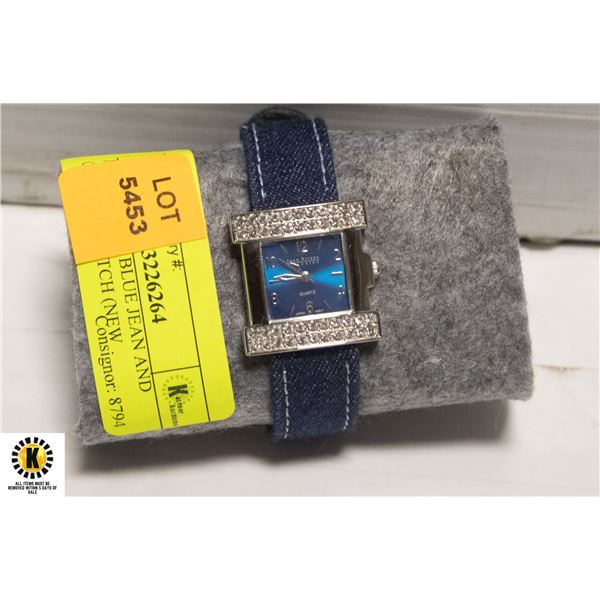 JOAN RIVERS BLUE JEAN AND CRYSTAL WATCH (NEW