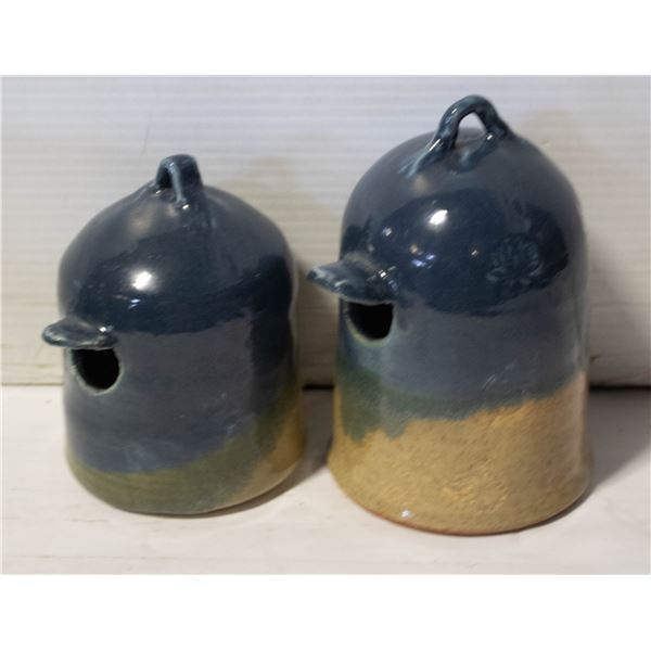 2 POTTERY BIRDHOUSES