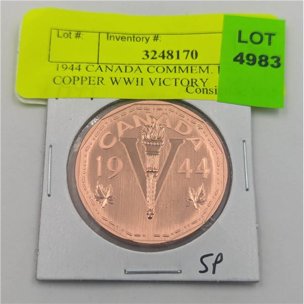 1944 CANADA COMMEM. LRG. COPPER WWII VICTORY