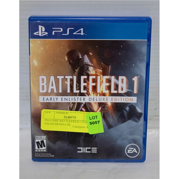 PS4 GAME BATTLEFIELD 1 EARLY ENLISTER DELUXE