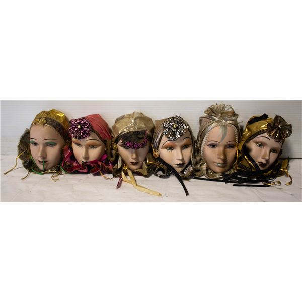 SET OF 6 LADY LACE MASKS