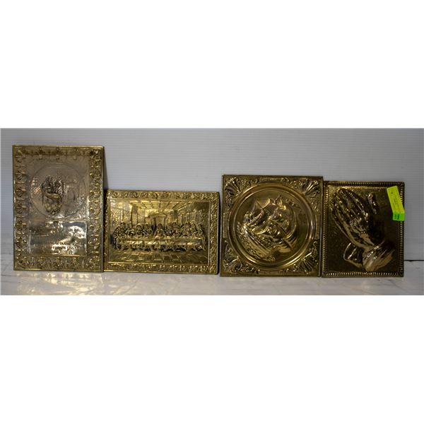 SET OF 4 BRASS PLAQUES