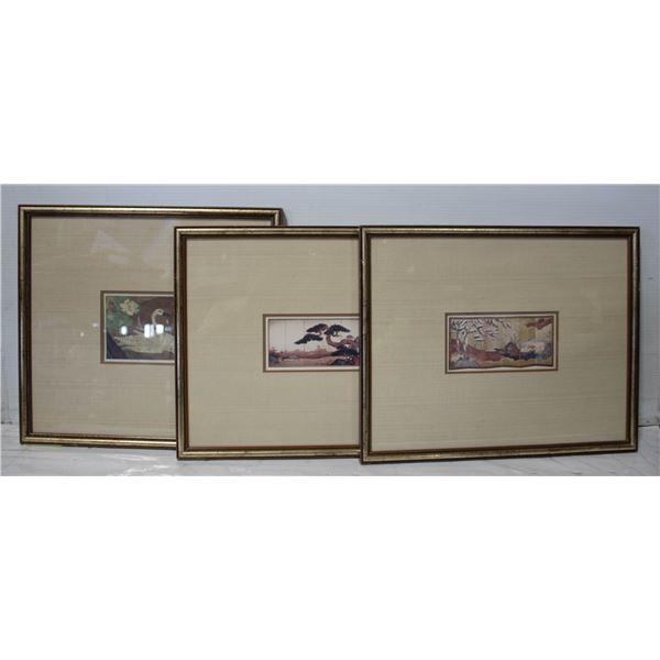 3 VINTAGE FRAMED PICTURES 2-18"X14" & 1-16"X17"