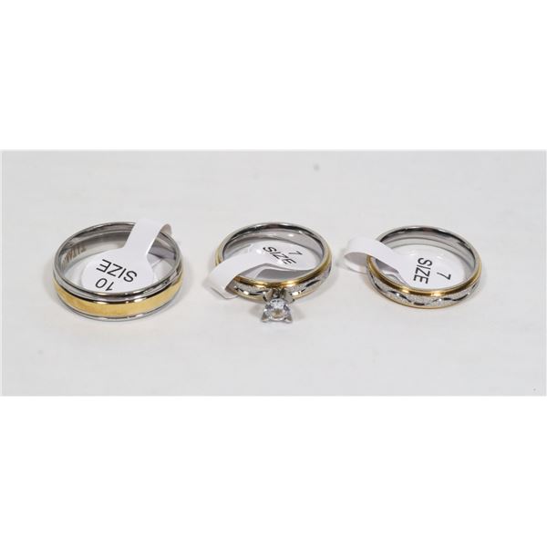 NEW 3 PC COUPLES RING SET. WOMEN'S SIZE 7