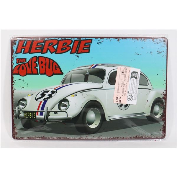 NEW HERBIE THE LOVE BUG THEME METAL WALL SIGN