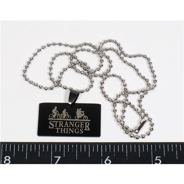 NEW CHAIN WITH STRANGER THINGS DOG TAG PENDANT