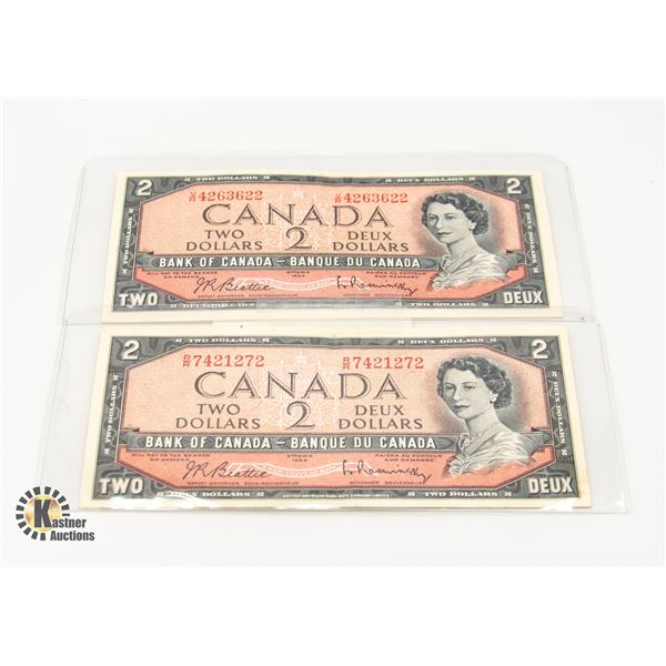 TWO 1954 $2 NOTES