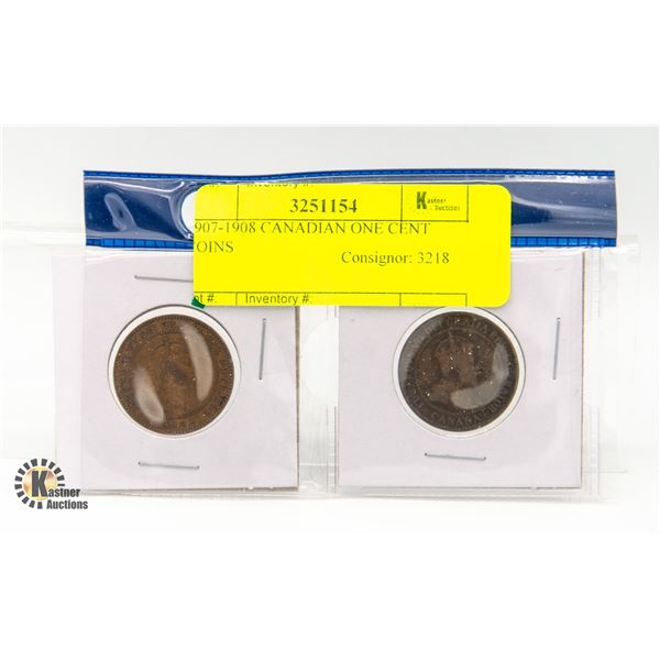 1907-1908 CANADIAN ONE CENT COINS