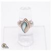 Image 1 : 925 SILVER RING WITH BLUE INLAY DETAIL