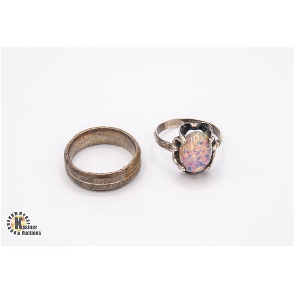 PAIR 925 STERLING SILVER RINGS