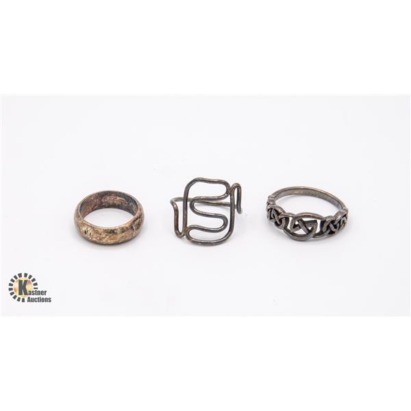 3 SILVER RINGS VINTAGE