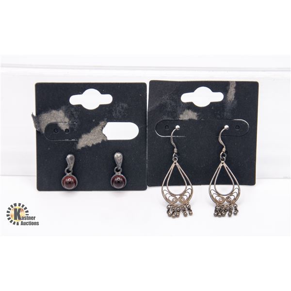 2 PAIRS STERLING SILVER EARRINGS