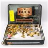 Image 1 : 35+ LAPEL PINS IN A BUCK KNIFE TIN
