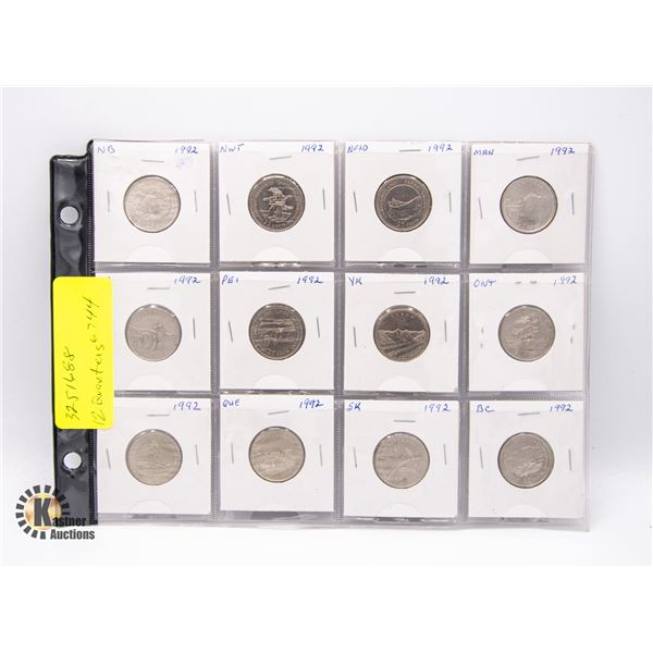 SET OF 12 CANADIAN PROVINCES QUARTERS