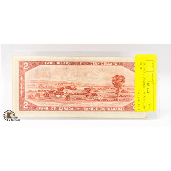 AU 1954 CANADIAN TWO DOLLAR NOTE