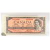 Image 2 : AU 1954 CANADIAN TWO DOLLAR NOTE