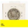 Image 2 : 1940 CANADIAN 80% SILVER 50 CENT COIN