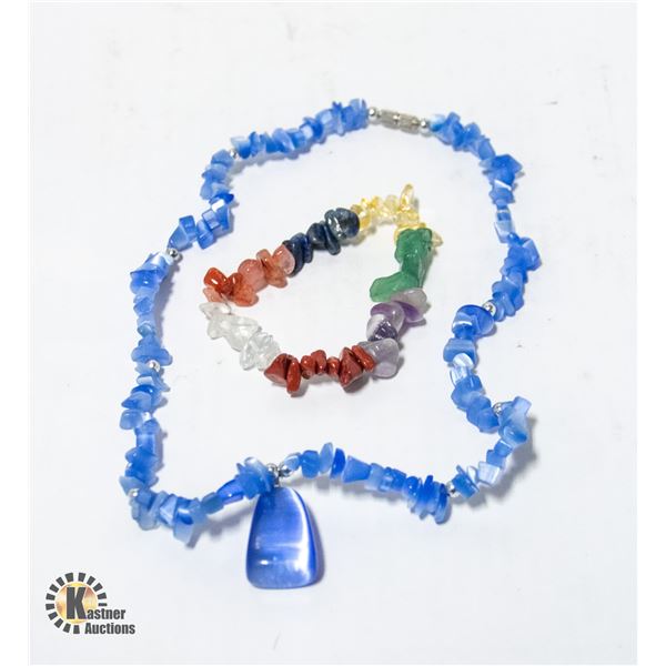 GENUINE BLUE GEMSTONE PENDANT NECKLACE + GENUINE