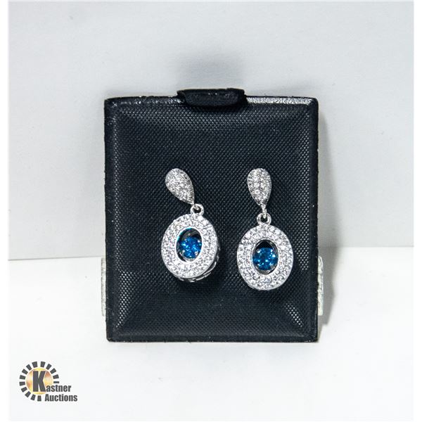 SILVER FLOATING STONE EARRINGS