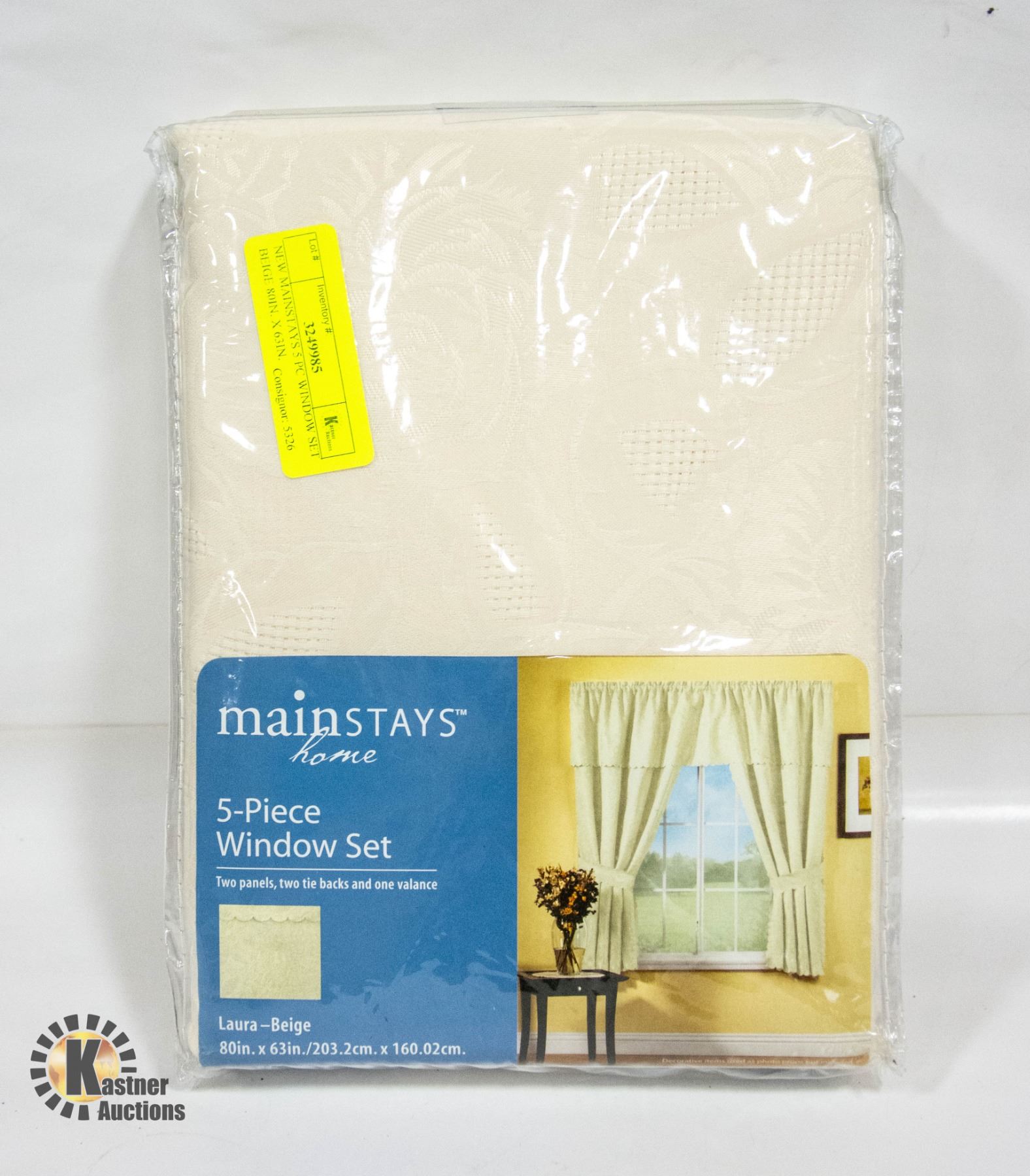 80in Window NEW MAINSTAYS 5 PC WINDOW SET BEIGE 80IN. X 63IN.