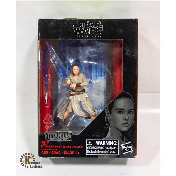SEALED HASBRO STAR WARS TITANIUM REY FIGURE