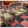 Image 1 : WICKER PATIO BENCH WITH SIDE TABLE +